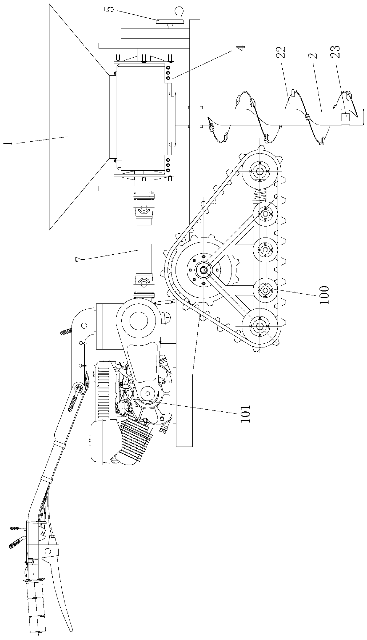 Deep ploughing and fertilizing device and deep ploughing and fertilizing method for gardens