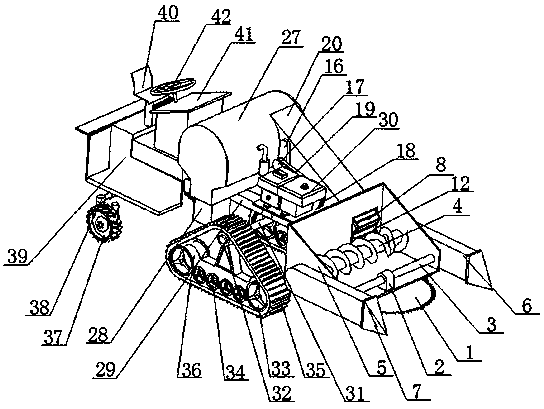 Rose branch trimmer combining wheels with caterpillar band