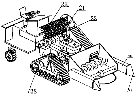 Rose branch trimmer combining wheels with caterpillar band