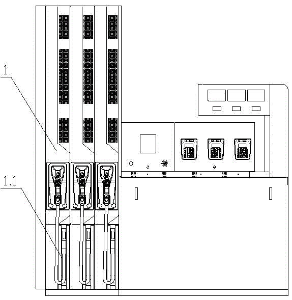 L-shaped oiling machine capable of leading out oil pipe from lower part of machine