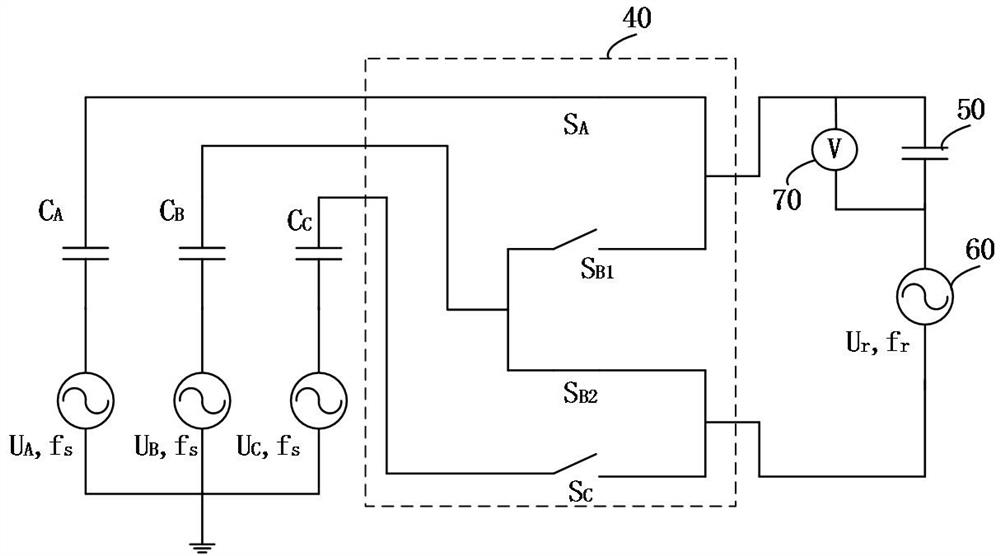 Three-phase voltage measurement method, circuit and equipment