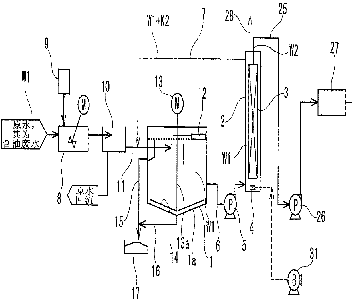 Oil-containing wastewater treatment system