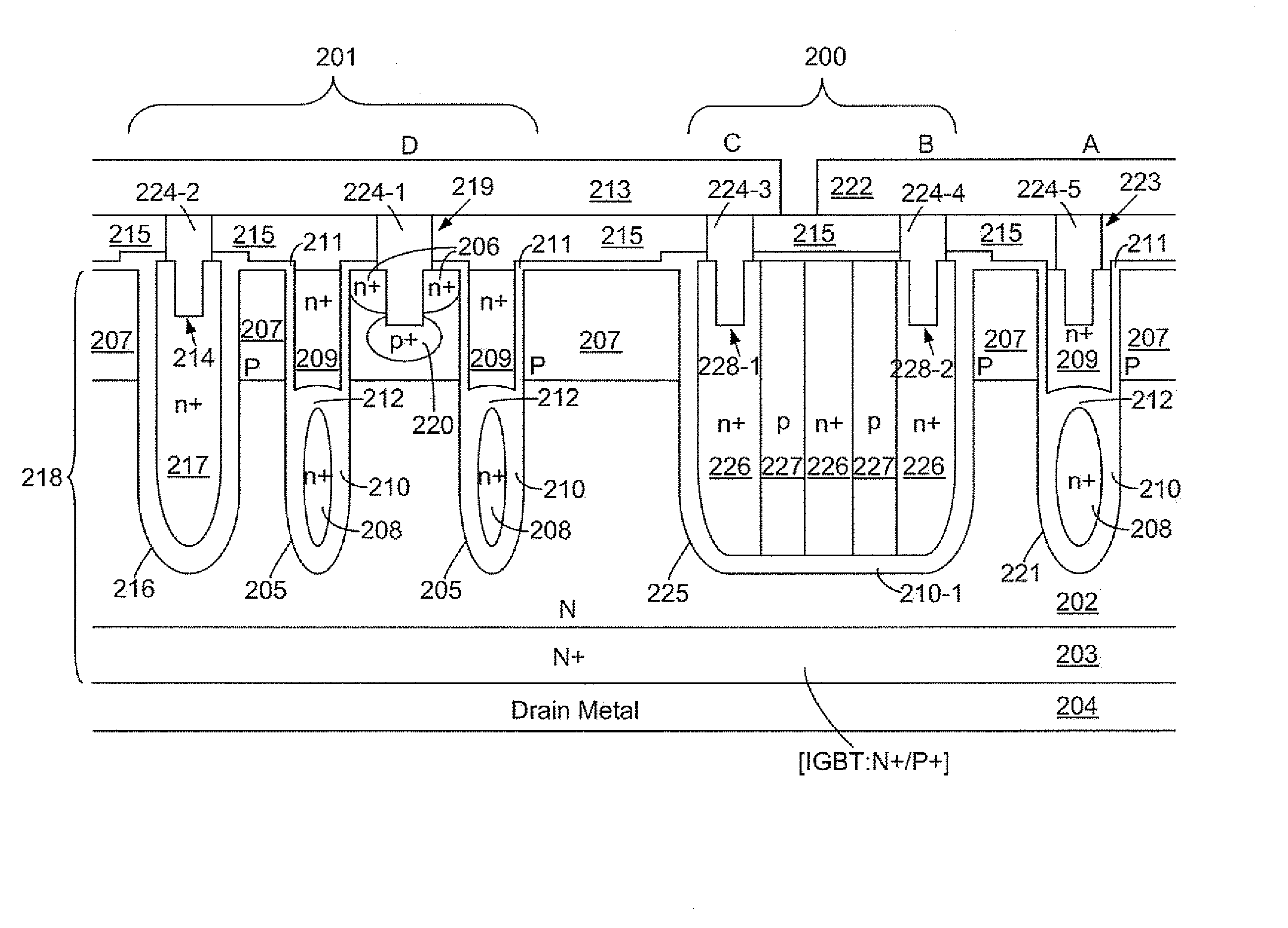 Semiconductor power devices integrated with a trenched clamp diode