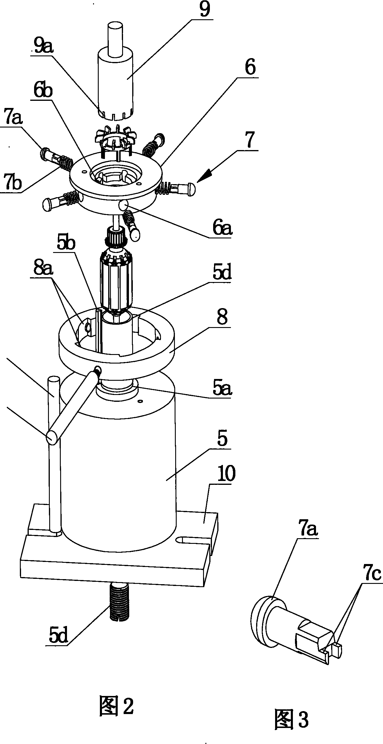 Armature wind wheel press mounting device of motor