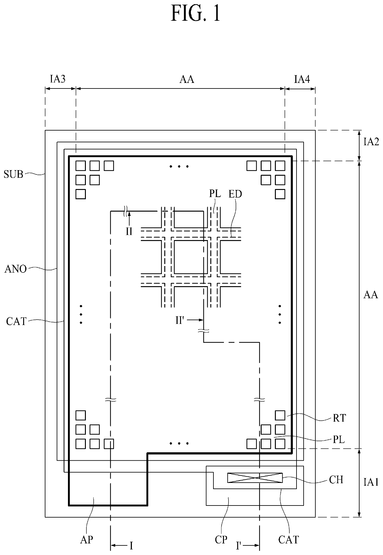 Electroluminance lighting device having high aperture ratio