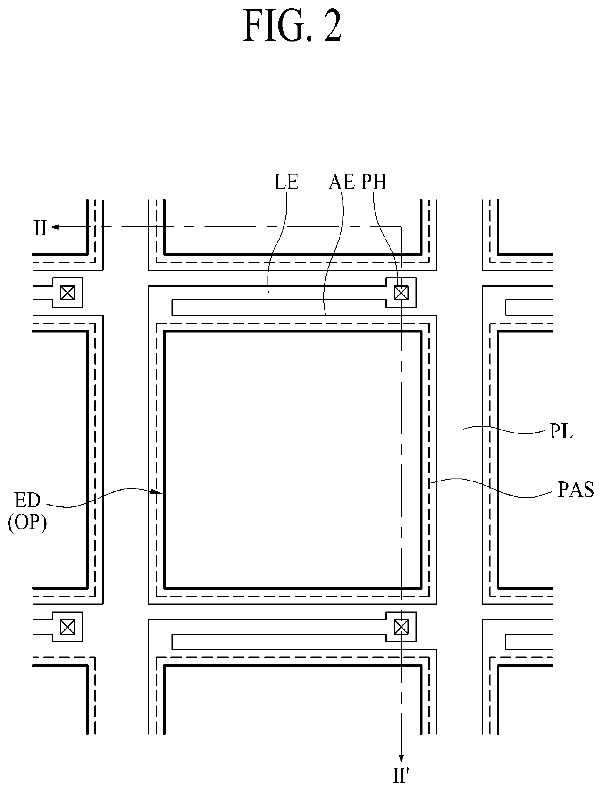 Electroluminance lighting device having high aperture ratio