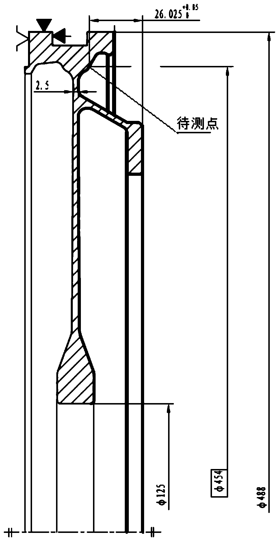 Disk part oblique plane point depth measuring method and device