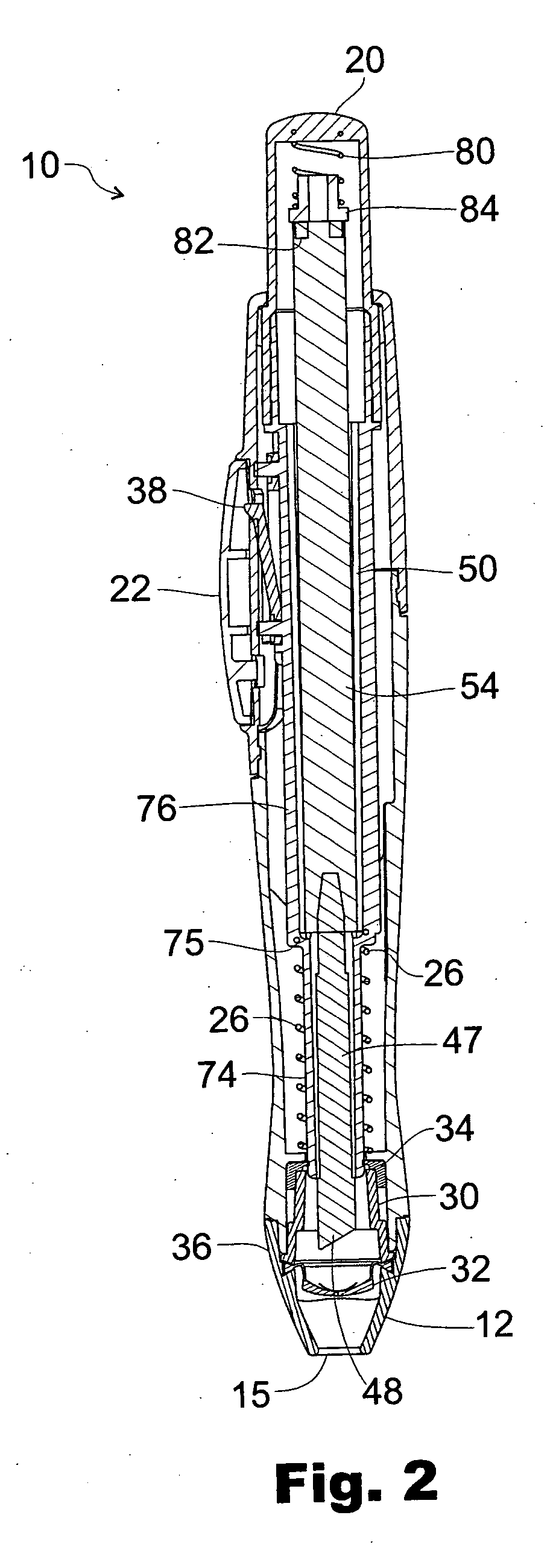 Capless retractable sealed marking instrument with forward chamber