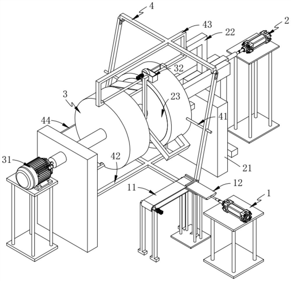 An automatic conveying line for processing molded wire-wound inductors