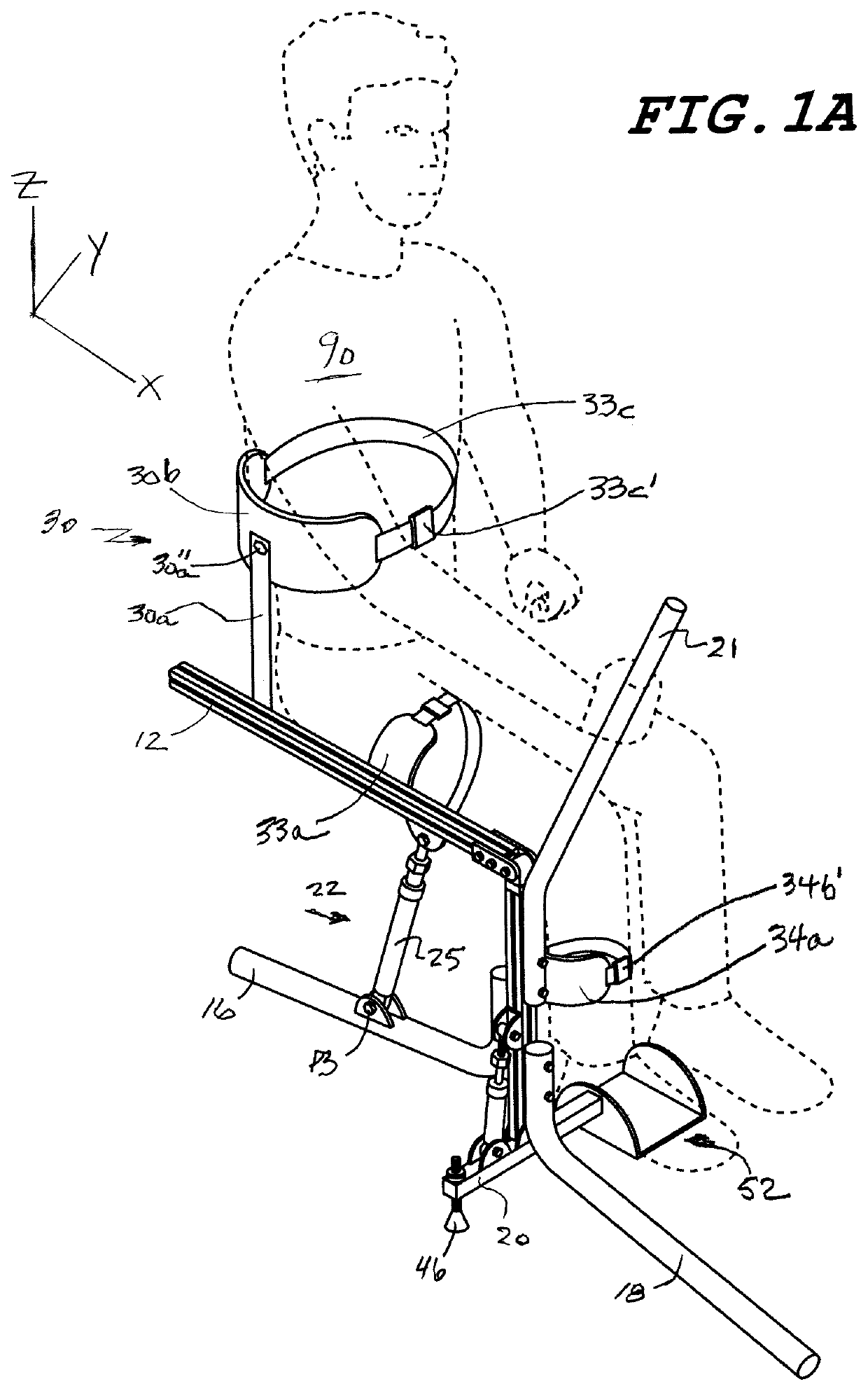 Assisted standing and walking device with lateral gait control