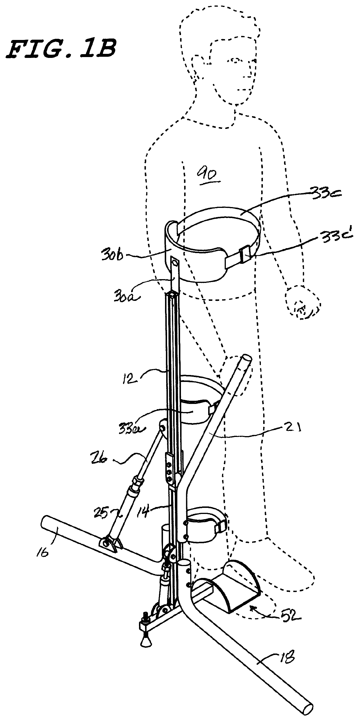 Assisted standing and walking device with lateral gait control