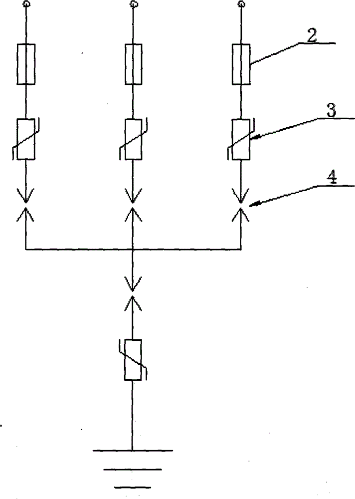 Explosion-proof type combined over-voltage protector large in energy capacitance