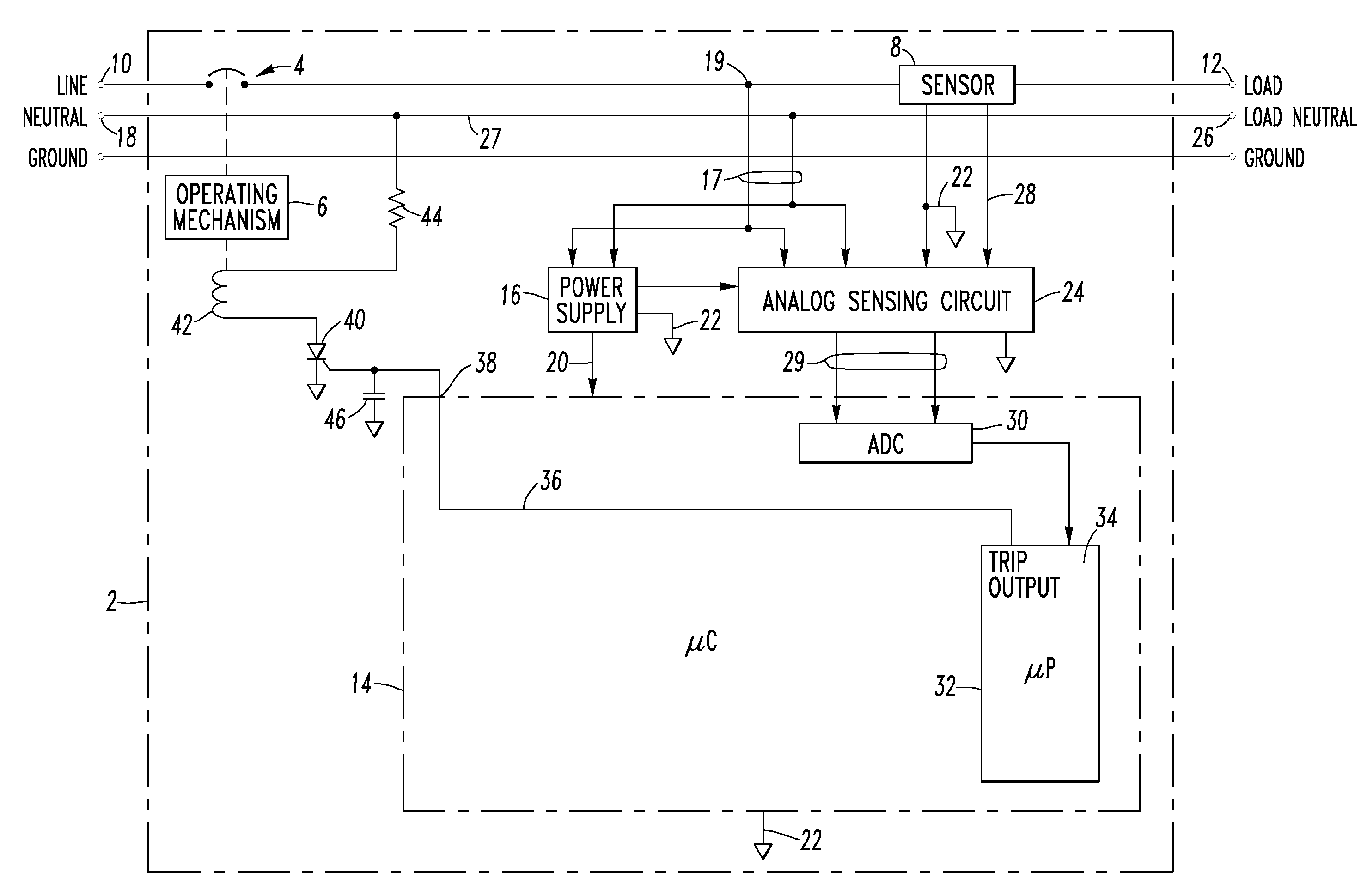 Arc fault circuit interrupter and method of parallel arc fault detection