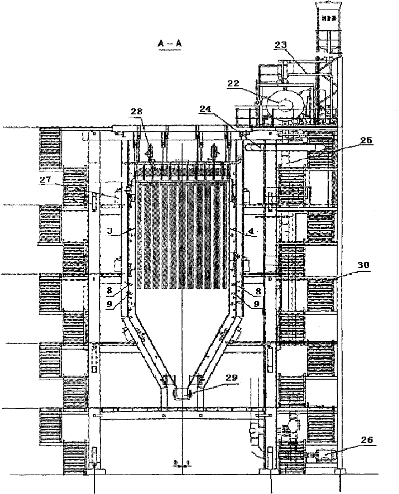 Horizontal type waste heat boiler of zinc-containing dust recovery system of rotary hearth furnace