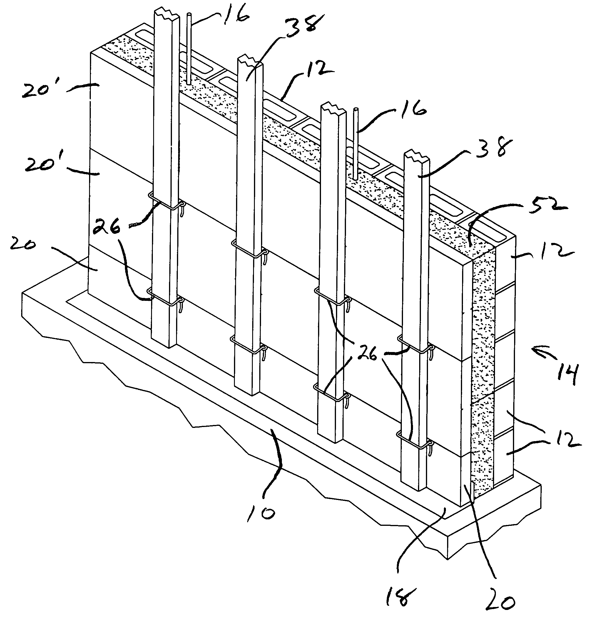 Masonry cavity wall construction and method of making same