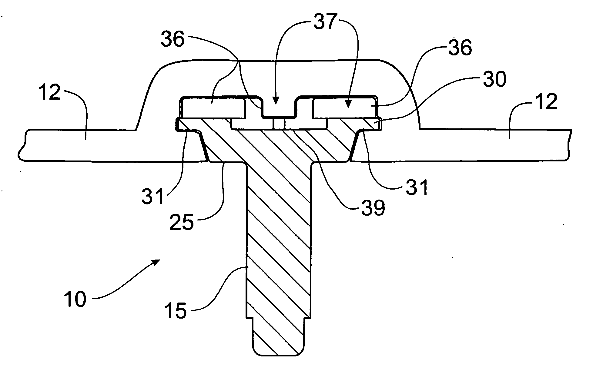 Waffle stud for insert molded plastic members