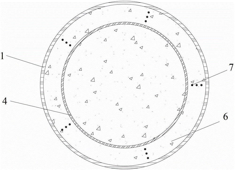 Plastic sleeve and steel pipe combined cast-in-place concrete hollow pipe pile and construction method thereof