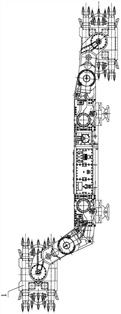 A reciprocating impact excavator with a rolling guide and anti-rotation assembly block that implements the rolling-guiding anti-rotation assembly block-guiding anti-rotation method