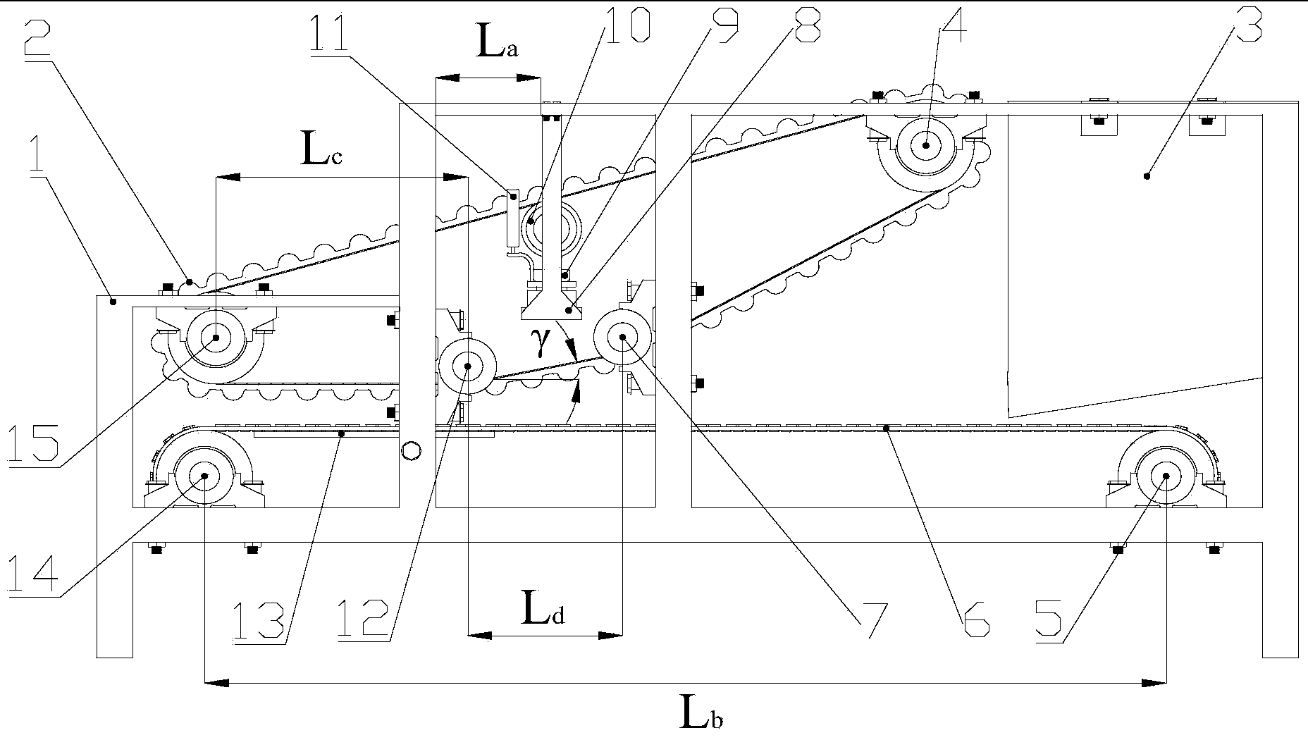 Forming belt automatic skew detection shearing extrusion and flexible shell smashing device for walnut