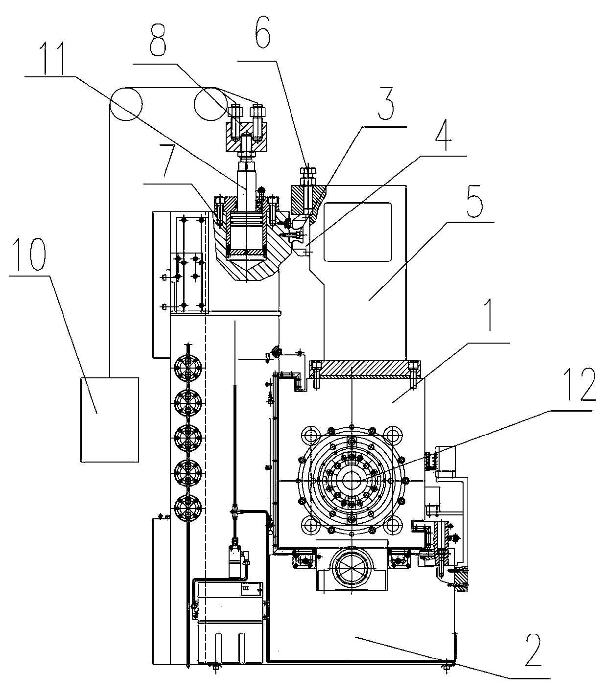 Gravity center follow-up balance compensating device of floor type boring and milling machine