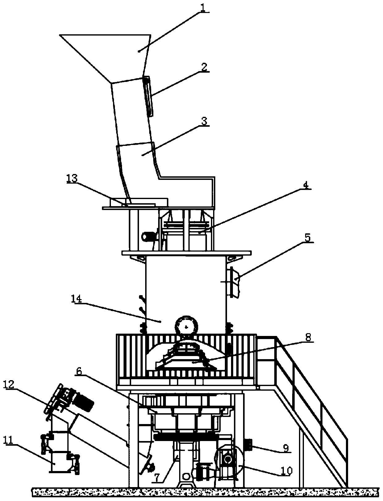 Rotary distribution dry deslagging household waste pyrolysis gasifier