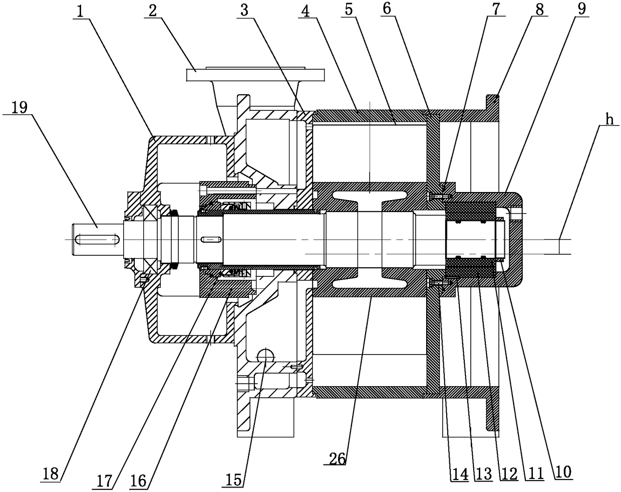 Single-output-shaft liquid ring type vacuum pump internally provided with sliding bearing