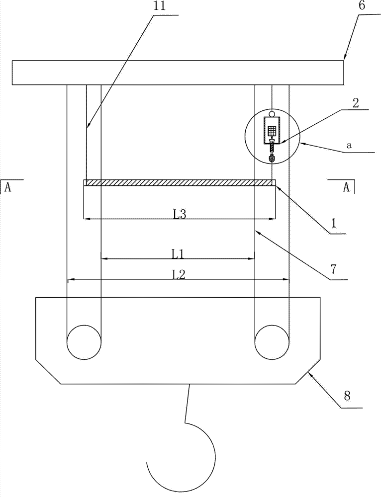 Spring type safety limiting caution device for lifting rope of gantry crane