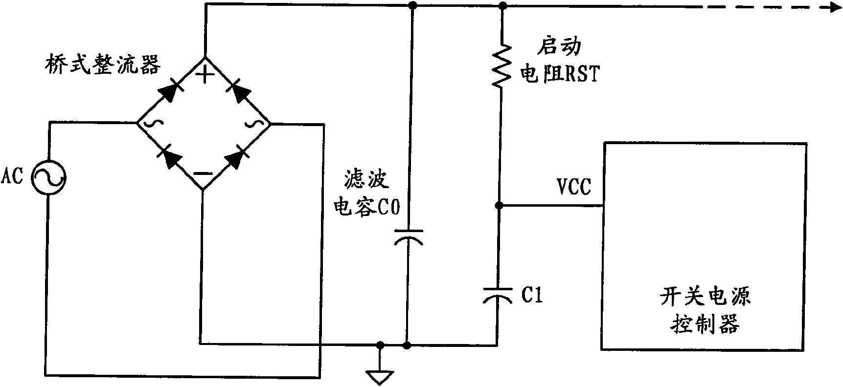 Secondary startup control circuit and switching power supply