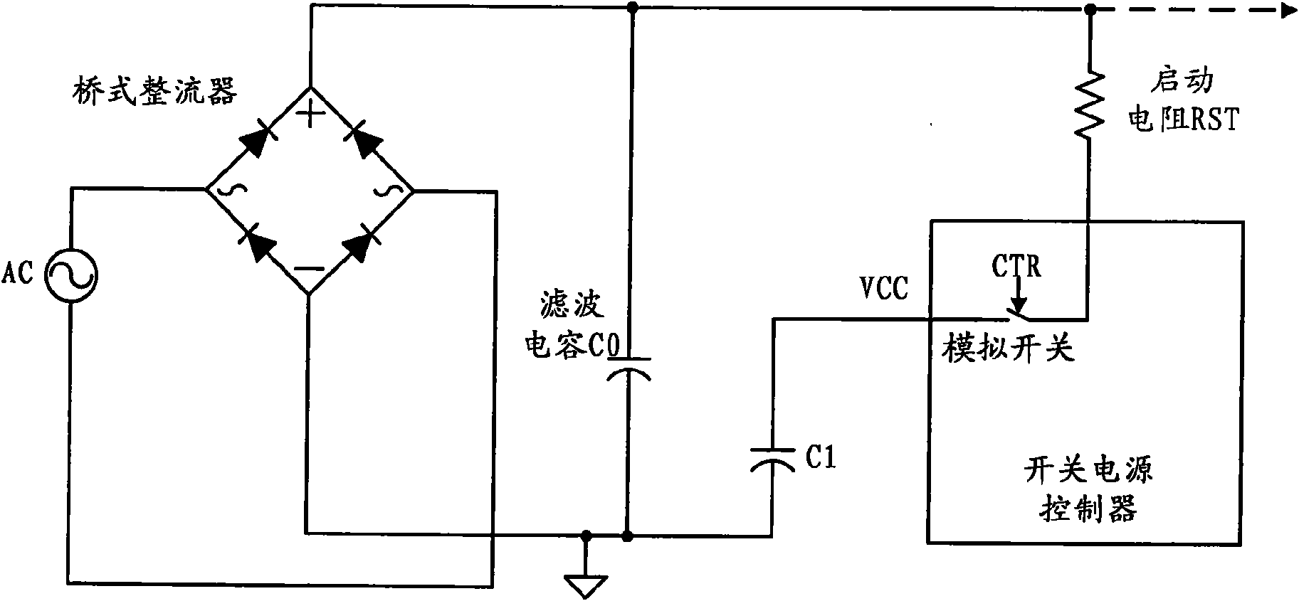 Secondary startup control circuit and switching power supply