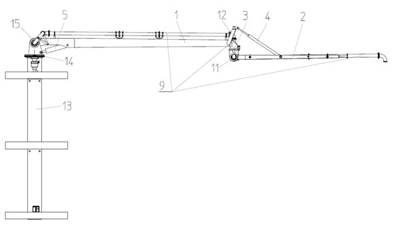 Concrete spreader boom and concrete spreader with same