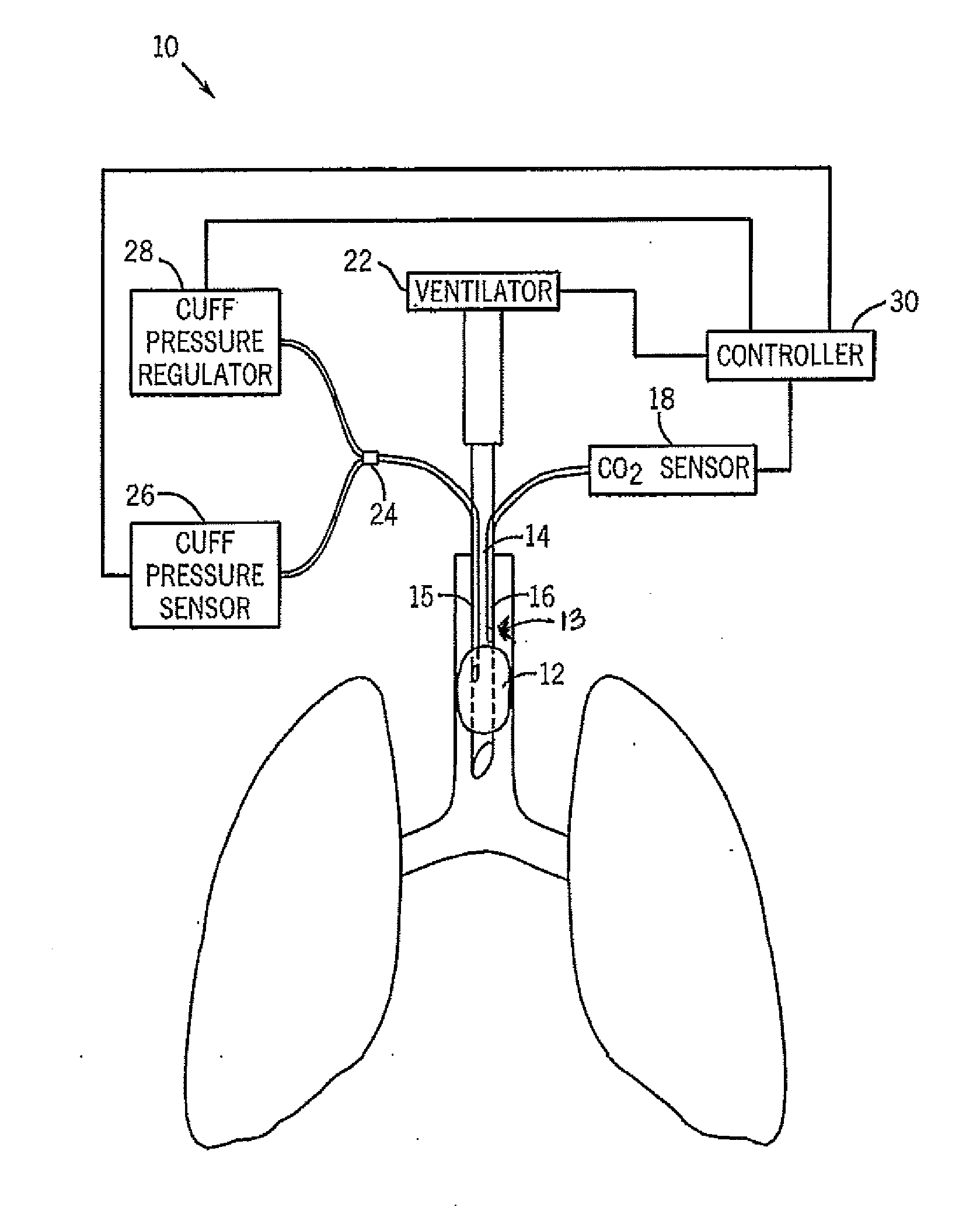 Airway system with carbon dioxide sensor for determining tracheal cuff inflation and technique for using the same