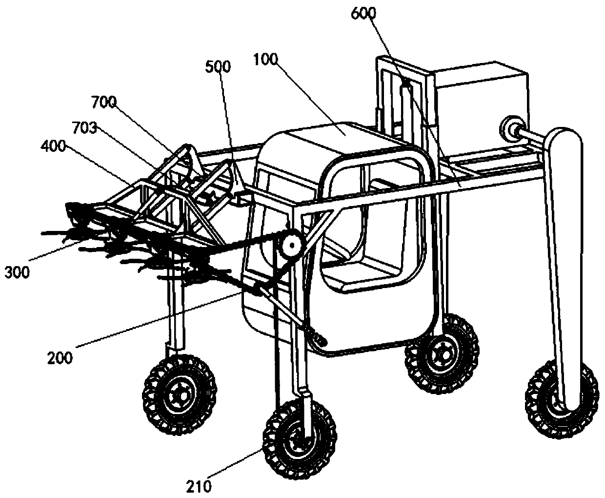 High-clearance corn male removing machine