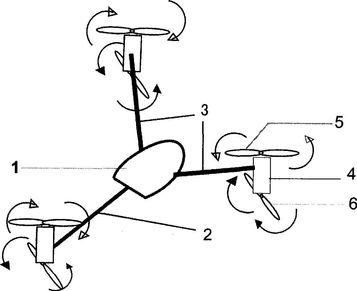 Foldable Y shaped three axis two-layer six rotorcraft