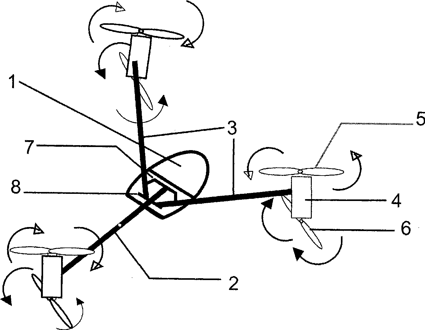 Foldable Y shaped three axis two-layer six rotorcraft