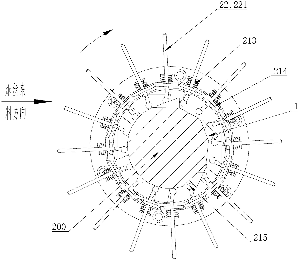 Novel cut tobacco loosing and fluffing roller device