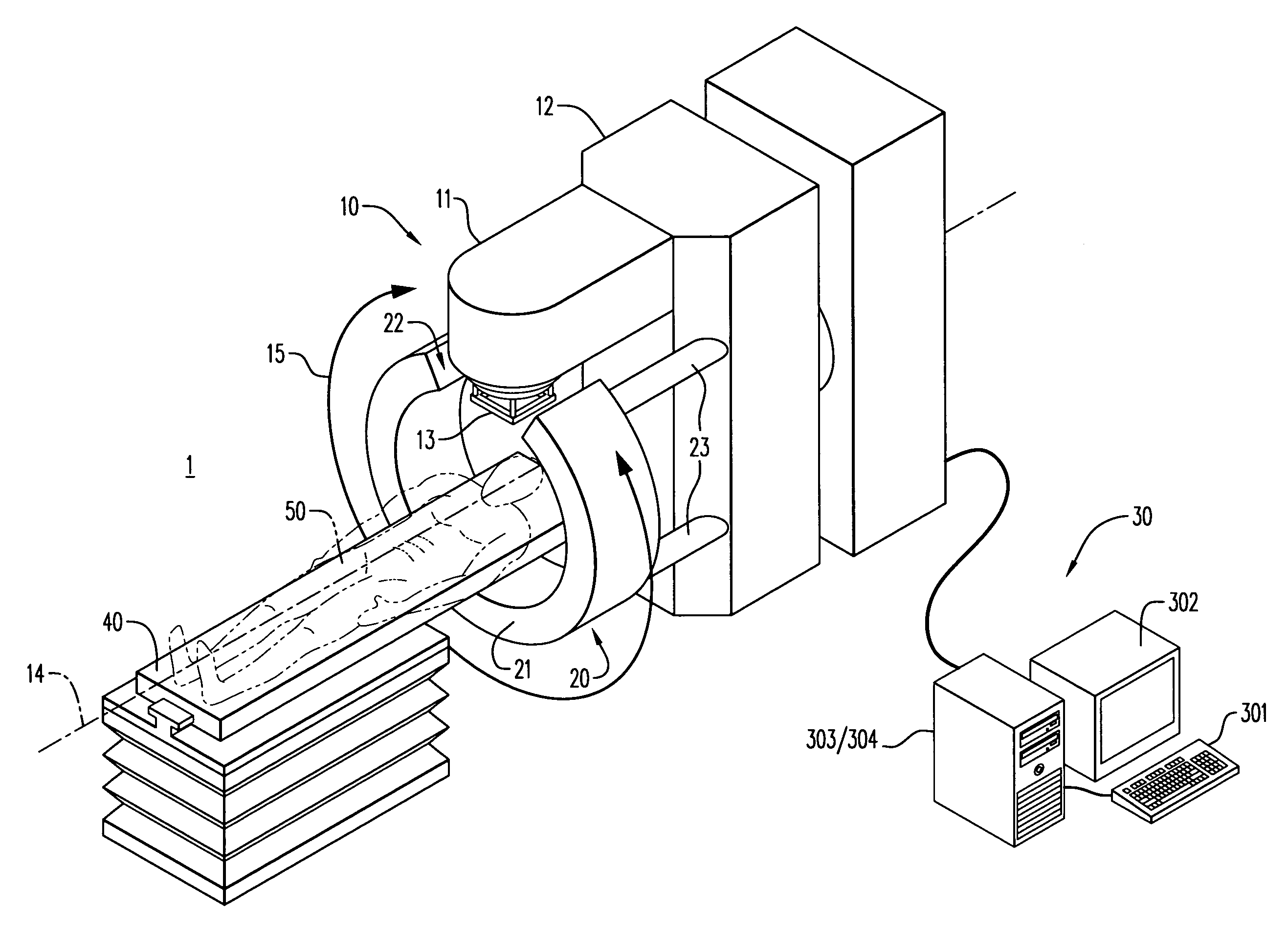 Linear accelerator with wide bore CT scanner