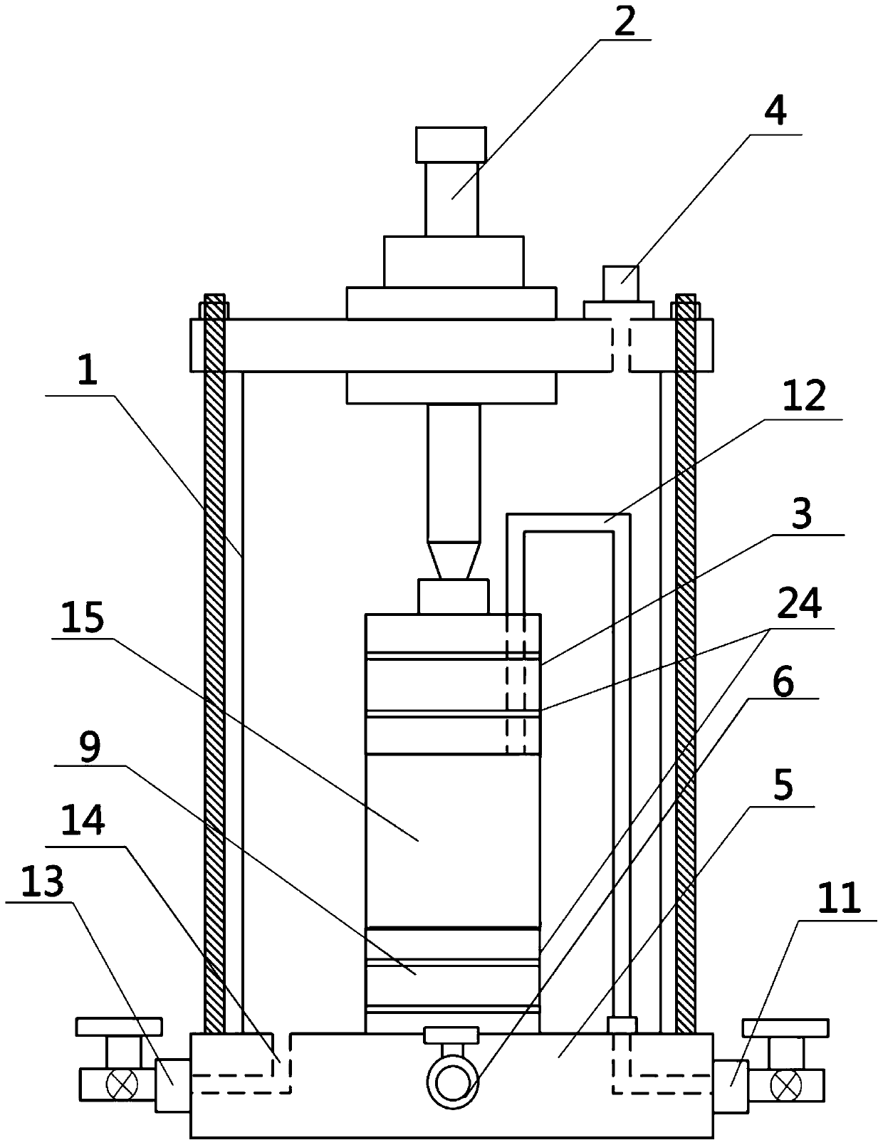 Soil gas-liquid permeation test system for isotropic dry-wet chemical circulation