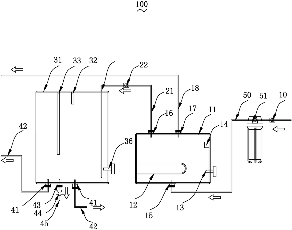 High-capacity low-power water storage type lukewarm water drinking fountain