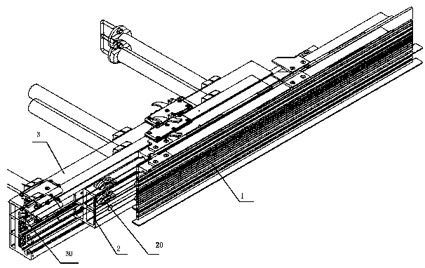 Double-axis three-section synchronous sliding rail