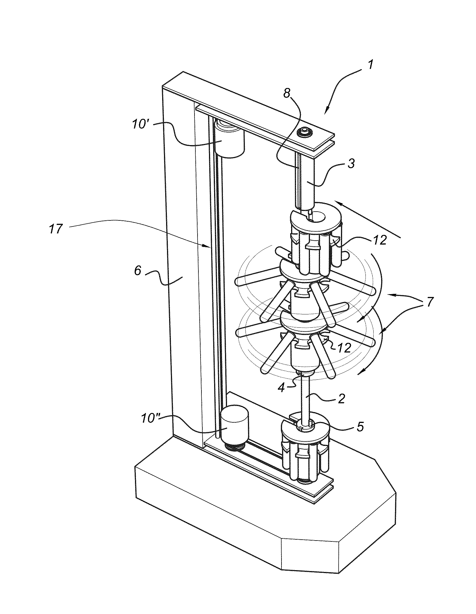 Centrifuge with sliding carriages, and method for operating a centrifuge