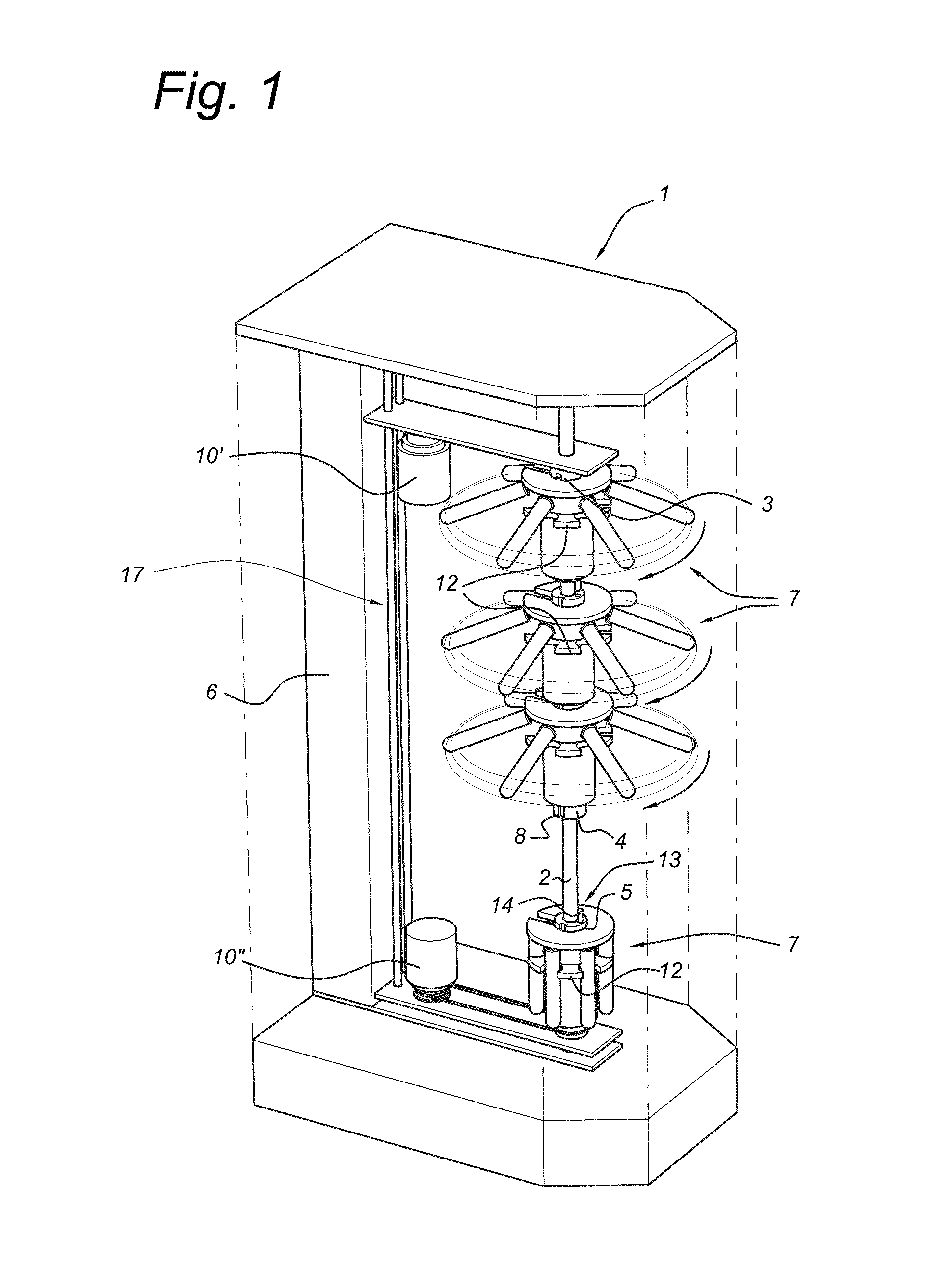 Centrifuge with sliding carriages, and method for operating a centrifuge