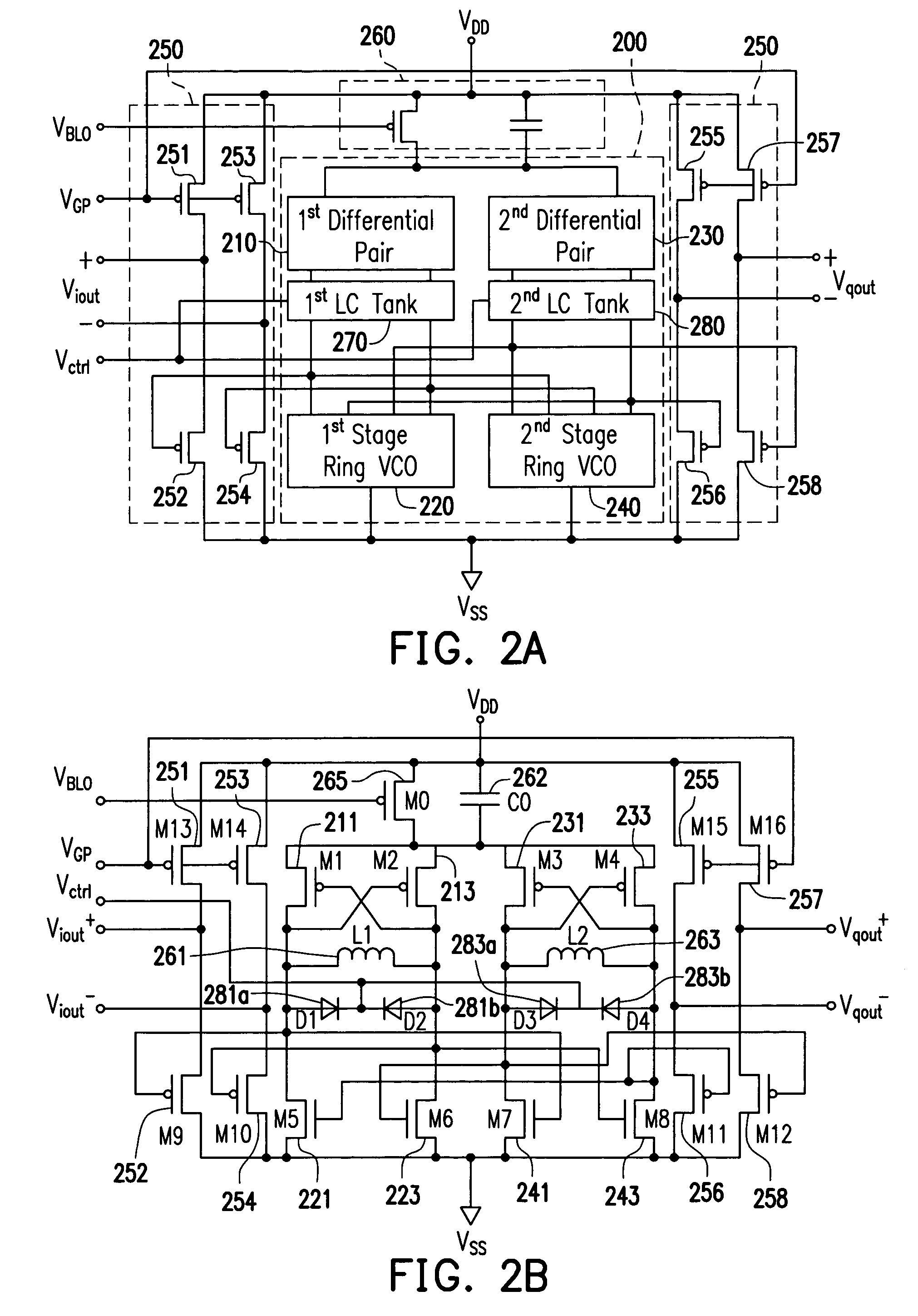 Quadrature VCO using symmetrical spiral inductors and differential varactors