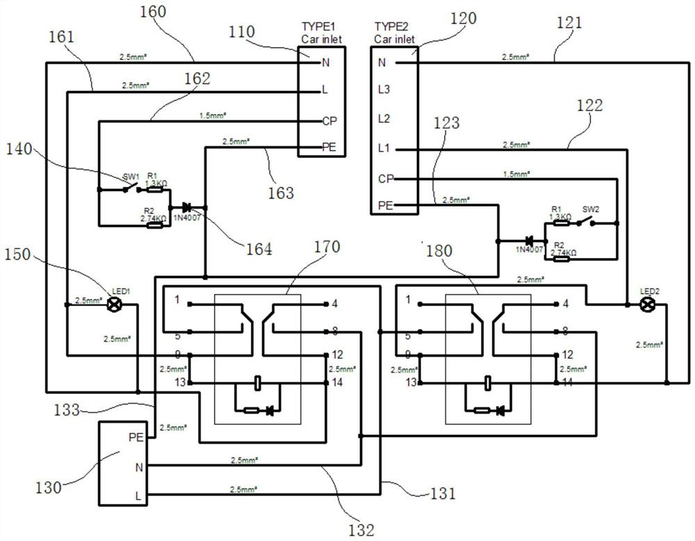 Charging pile test box and use method thereof