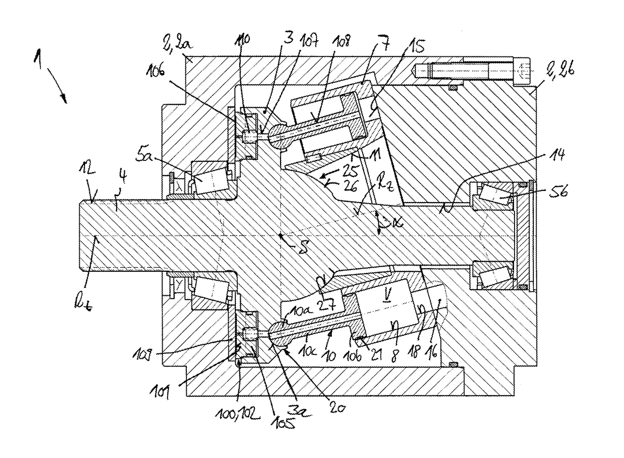 Axial Piston Machine Utilizing A Bent-Axis Construction With Slippers On The Drive Flange