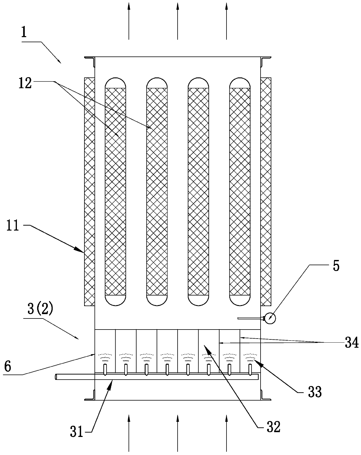 Device capable of shortening wavelength of incident noise of silencer