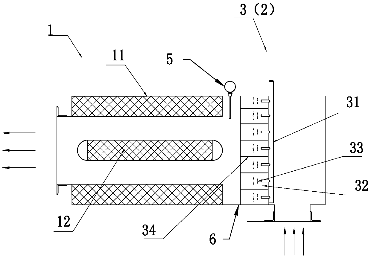 Device capable of shortening wavelength of incident noise of silencer