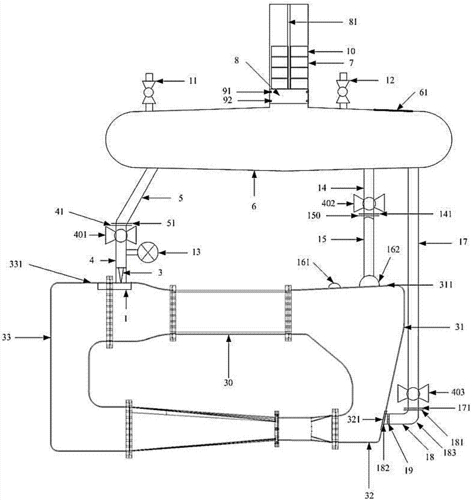 Pressurizing water replenishing device of vertical circulation water tank