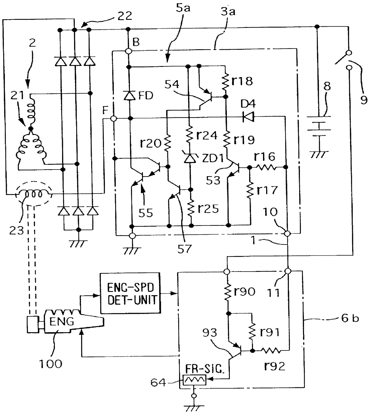 Generator control device having signal terminal connected to outside control unit