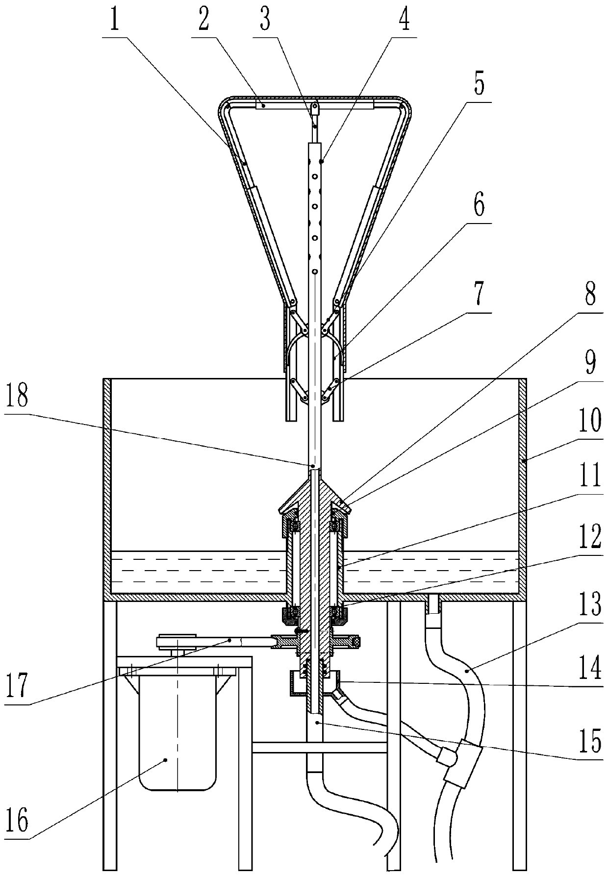 Cleaning device for conical flasks