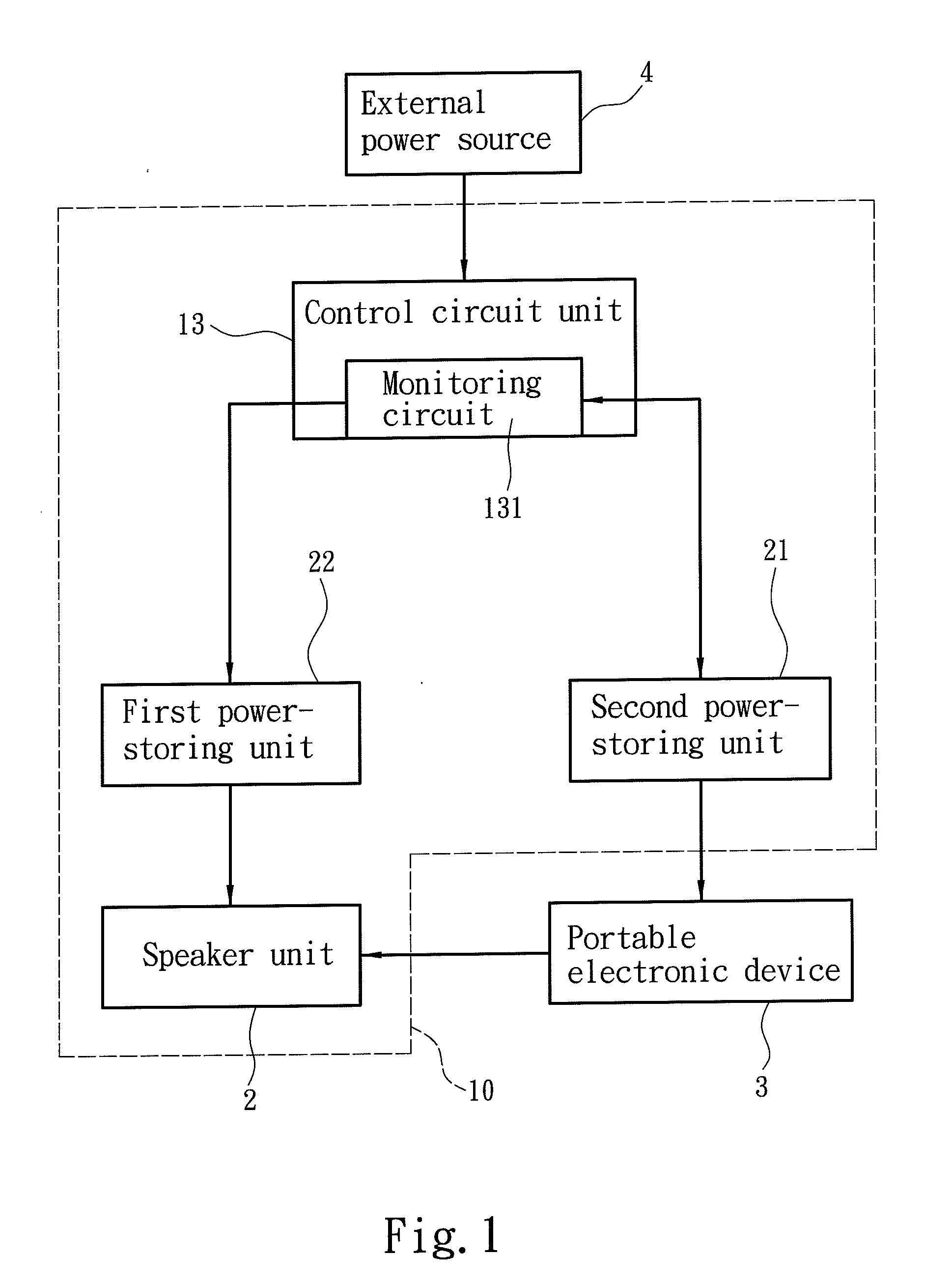 Speaker device providing backup power